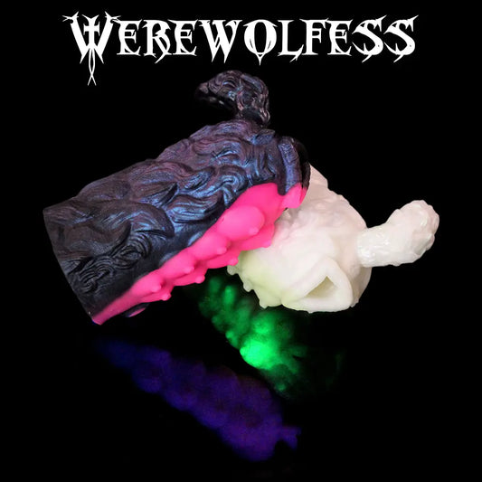 Werewolfess fantasy silicone masturbators in Heroic and Legendary colours with sculpted fur, tail and glow effects