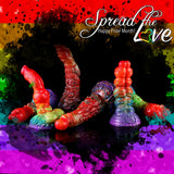 Volcano Pride rainbow silicone fantasy dildos handmade by Love Smiths
