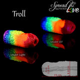 Troll Layered Pride rainbow silicone stroker with black light glow