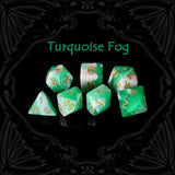 Turquoise Fog acrylic tärningar set med blå-grön och vit water magic design