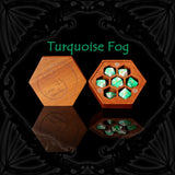 Turquoise Fog acrylic tärningar set med blå-grön och vit water magic design