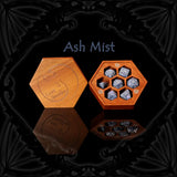 Ash Mist smoky grey acrylic tärningar set för mörk fantasy tabletop campaigns