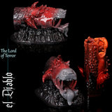 el Diablo Lord of Terror fantasy silicone masturbator in red and grey with open monster mouth and black base