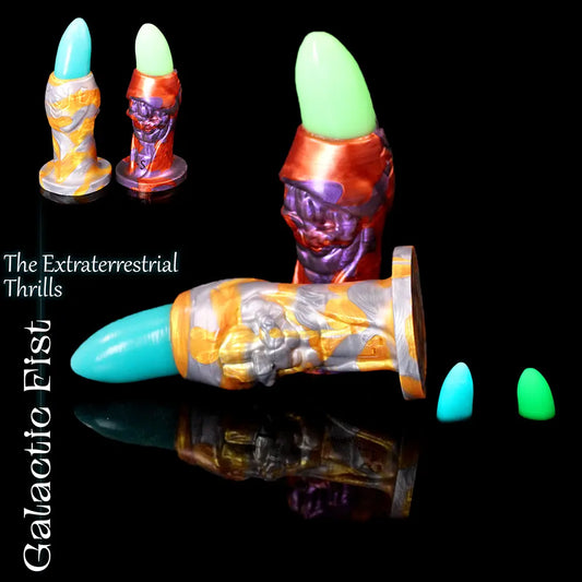Galactic Fist fantasy silicone dildo in Epic and Legendary colours with alien sci-fi design and glowing  tips