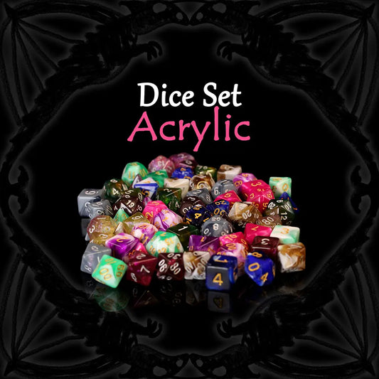 Prismatic Sparks acrylic dice set for Dungeons and Dragons tabletop RPG players