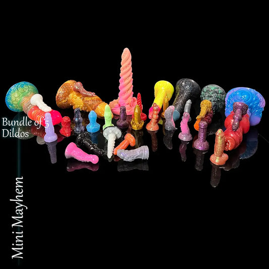 Mini Mayhem Bundle with 5 random mini silicone toys handmade by Love Smiths