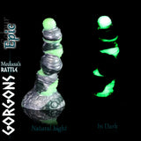 Medusa-Gorgon-Dildo in Epic-Farbe, der im Dunkeln leuchtet – handgefertigtes Fantasy-Luststück aus Silikon, kunsthandwerkliches Adult-Produkt von Love Smiths
