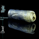 Epic Dwarf soft silicone masturbator in metallic honey colour with sculpted veins and prominent clitoral detail