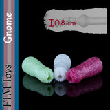 Gnome fantasy gender-affirming silicone mini stroker with textured exterior and 0.8 cm internal opening
