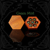Grön Mist acrylic tärningar set med moss grön och earthy brun skog design