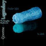 Legendary Gnome masturbateur en silicone en bleu phosphorescent avec fairy-mushroom texture présenté sous lumière et brillant dans l’obscurité