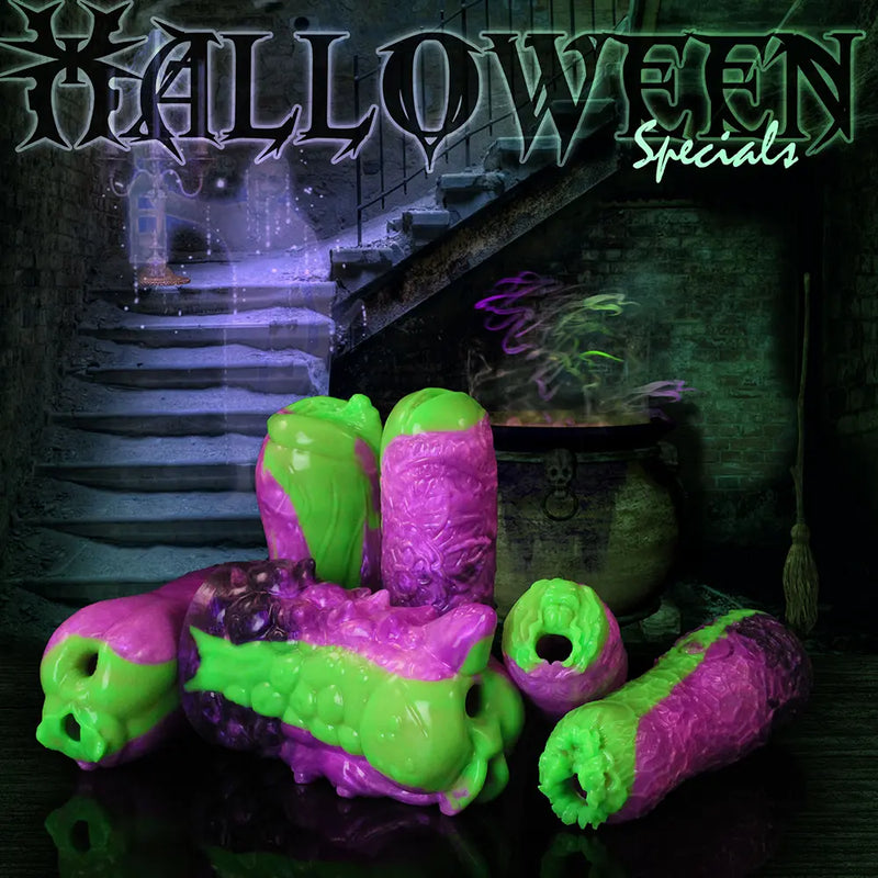 Halloween silicone masturbators in funky glow-in-the-dark colours by Love Smiths