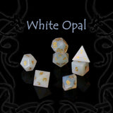 Seven piece RPG dice set made from compressed gemstone powder and resin