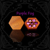 Lila Fog acrylic tärningar set med royal violet och vit fantasy mist design
