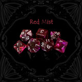 Röd Mist acrylic tärningar set med crimson och vit fantasy fog design