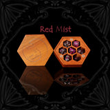 Röd Mist acrylic tärningar set med crimson och vit fantasy fog design