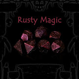 Rusty Magic antique-style metal dice set inspired by ancient magical relics