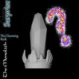 Monolith Surprise colour option fantasy crystal dildo with question mark graphic indicating random colour selection by Love Smiths.