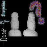 Dwarf dildo Surprise colour option by Love Smiths with random colour selection illustrated by colourful question mark graphic.
