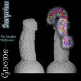 Gnome fantasy silicone dildo Surprise colour option with custom mystery pour for a unique mushroom sex toy design
