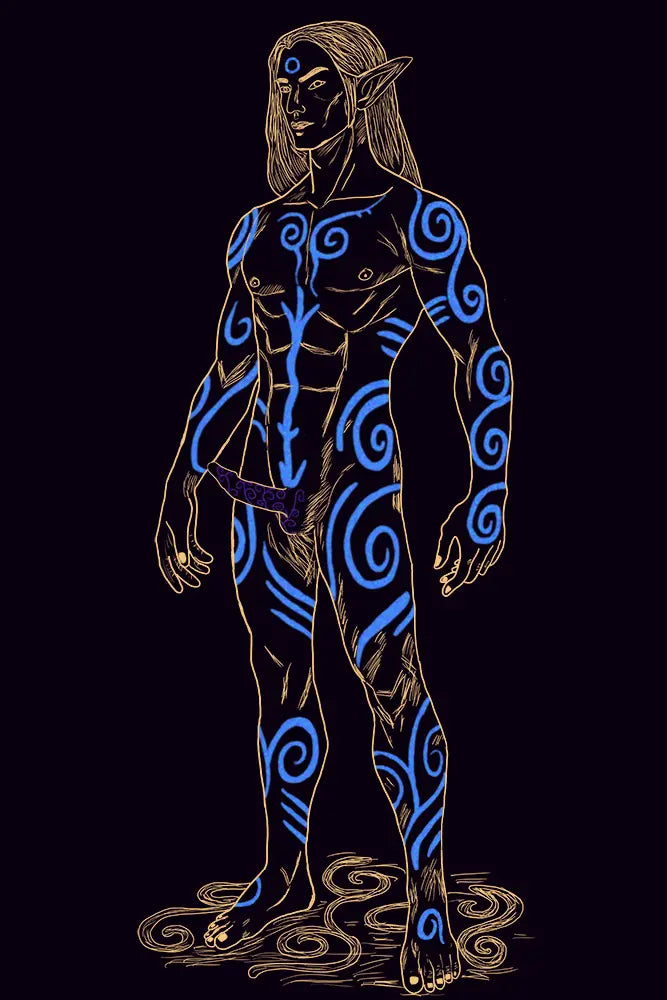 🌿 Tattooed Elf – The Forest’s Secret fantasy artwork