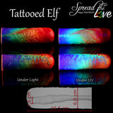 Elf Volcano Pride rainbow silicone stroker with black light glow