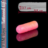 Tattooed Elf fantasy silicone mini stroker with decorative tattoo texture, 9.8 cm length and narrow 0.7 cm opening