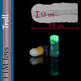 Troll fantasy silicone mini stroker for transmasculine bottom growth, measuring 9.8 cm with a 1.3 cm opening