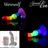 Werewolf Layered Pride silicone dildo with rainbow colours and suction cup